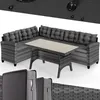 CASARIA® Polyrattan Ecklounge Set WPC Esstisch Ecksofa Produktbild-Vorschau 1