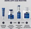 A collection of NIVEA MEN anti-aging skincare products displayed with descriptive text and numbering. Voir les images du produit