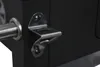 A close-up of a metal bracket attached to a black surface, with a silver rod extending from the left. Produktbild-Vorschau