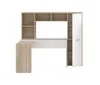 A white background with a corner desk and shelving unit. Produktbild-Vorschau