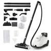 A steam cleaner and its various attachments are displayed on a white background. Produktbild-Vorschau
