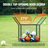 A ball storage cart filled with various sports balls, placed on a grassy field. Produktbild-Vorschau