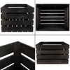 A collage of four images showing different views of a black wooden crate. Produktbild-Vorschau