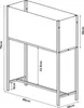 A line drawing of a black metal plant stand with dimensions indicated. Podgląd zdjęcia produktu