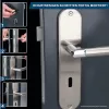 An instructional image showing the steps to install a door handle set, with a close-up of the installed product on the right. Produktbild-Vorschau