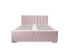 A pink upholstered bed frame with a headboard, shown from the front. Produktbild-Vorschau