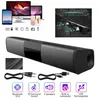 A collage of images showcasing a soundbar speaker and its features, along with related electronic devices and connection cables. Produktbild-Vorschau