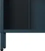 Close-up shot of the lower section of a dark blue cabinet with metal legs and a slatted side panel. Anteprima dell’immagine prodotto