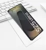 A screen protector is shown diagonally placed on top of a smartphone, which is resting on a white keyboard. Produktbild-Vorschau
