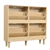 A light wood shoe cabinet with four flip-down drawers, shown from the front. Podgląd zdjęcia produktu