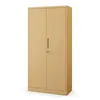 A tall, beige metal cabinet with two doors and a central handle with a lock. Produktbild-Vorschau