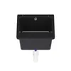 A black sink with a drain pipe attached, shown from a top-down perspective against a white background. Anteprima dell’immagine prodotto