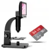 A digital microscope and a micro SD card are displayed against a white background. Náhled obrázku produktu