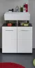 A white bathroom sink and cabinet unit against a gray wall. Anteprima dell’immagine prodotto
