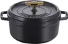 A black Staub cast iron cocotte with a gold handle is shown against a white background. Náhled obrázku produktu
