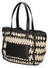 Sac tressé, noir et beige, avec des poignées en cuir Voir les images du produit 2