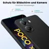 A black phone case is shown on a phone, highlighting its protective features for the screen and camera. Anteprima dell’immagine prodotto