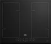 A top-down view of a black induction cooktop. Voir les images du produit