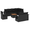 Design 9-tlg. Garten-Sofagarnitur mit Kissen Schwarz Poly Produktbild-Vorschau 2