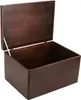 An open wooden box with a lid, shown against a white background. Produktbild-Vorschau