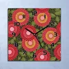 Wanduhr Echt-Glas-Küchenuhr Blumen rot und grün Quarz 30x30 Produktbild-Vorschau 1