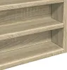 A close-up view of the shelves of a wooden cabinet. Podgląd zdjęcia produktu
