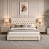 Cama con somier y estructura de boxspring, tapizada, de Vista previa de la imagen del producto 2