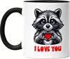 I love you Süßer Waschbär Herz Tasse Schwarz Freundschaft Produktbild-Vorschau 1