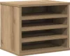 A wooden desk organizer with multiple shelves. Produktbild-Vorschau