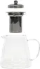 A glass teapot with a metal infuser and lid, shown disassembled against a white background. Podgląd zdjęcia produktu
