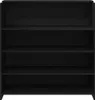 A black wooden bookshelf with four shelves. Podgląd zdjęcia produktu