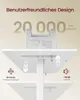 A close-up view of a white adjustable desk, showcasing its features and durability. Produktbild-Vorschau