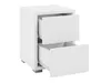 A white nightstand with two drawers, one partially open. Náhľad obrázku produktu