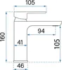 A technical drawing of a faucet with dimensions indicated. Podgląd zdjęcia produktu
