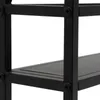 A close-up view of a black metal shelf unit, showing the construction and fasteners. Podgląd zdjęcia produktu