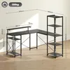Biurko gamingowe HOMCOM w kształcie litery L z półką, Podgląd zdjęcia produktu 3