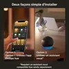 Image shows two options for installing a smart home device, one using a smartphone app and the other using a voice assistant. Náhled obrázku produktu