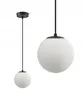 Two pendant lights with white glass globes and black fixtures against a white background. Produktbild-Vorschau