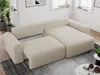 A modern living room with a beige boucle L-shaped sofa with a pull-out bed feature. Produktbild-Vorschau
