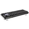 A black mechanical keyboard is shown from a diagonal angle against a white background. Produktbild-Vorschau