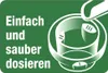 An illustration showing how to easily and cleanly dose something, with text in German. Náhled obrázku produktu