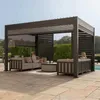 Two women relaxing under a modern pergola on a patio with outdoor furniture. Produktbild-Vorschau
