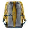 The back of a yellow Deuter backpack with gray mesh padding on the shoulder straps and back panel. The Deuter logo and 'AIRSTRPES' text are visible. Anteprima dell’immagine prodotto