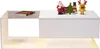 A white coffee table with a glass top and a drawer, decorated with Christmas figurines. Produktbild-Vorschau