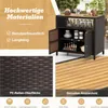 A marketing image showcasing an outdoor cabinet with close-ups of its materials and feature icons. Produktbild-Vorschau