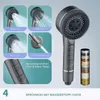 A showerhead with multiple spray modes and a filter cartridge, presented with illustrative graphics of the spray patterns. Produktbild-Vorschau
