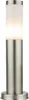A modern cylindrical outdoor lamp with a brushed metal base and a frosted glass top. Anteprima dell’immagine prodotto