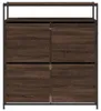 vidaXL Botník so 4 chlopňami Hnedý dubový vzhľad 100x34x112 Náhľad obrázku produktu 5
