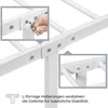Close-up of a white metal bed frame assembly, showing a hand using an Allen wrench to tighten a bolt on a joint. Produktbild-Vorschau