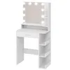 A white vanity table with a mirror and lights. Produktbild-Vorschau